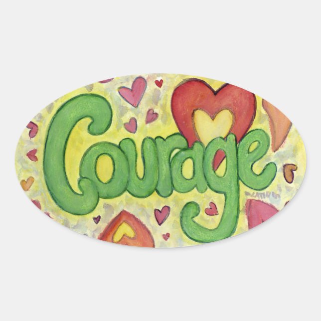 Courage Inspirational Word Art Label Stickers (Front)
