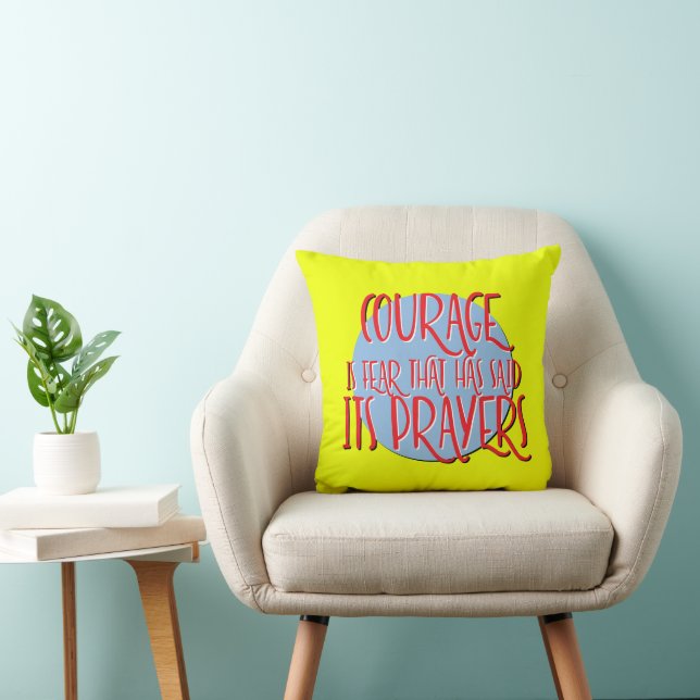 Courage Is Fear Recovery Slogan Throw Pillow (Chair)