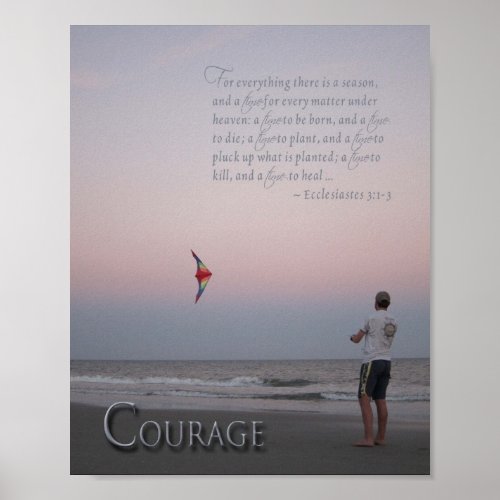 Courage Kite Flyer on Beach Poster