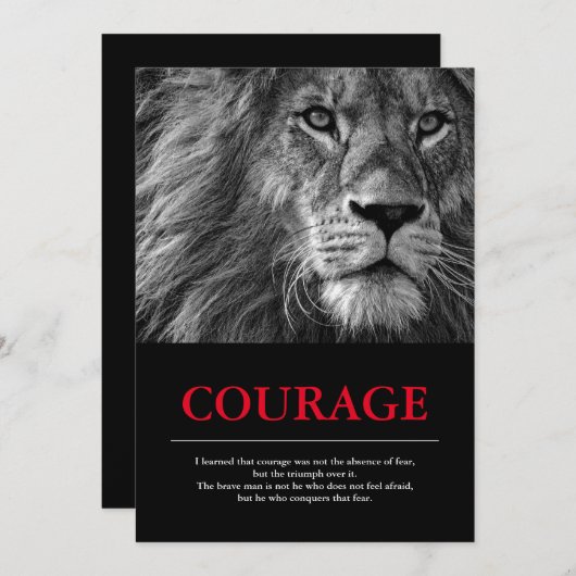 Courage Lion Motivational Inspirational (Front/Back)