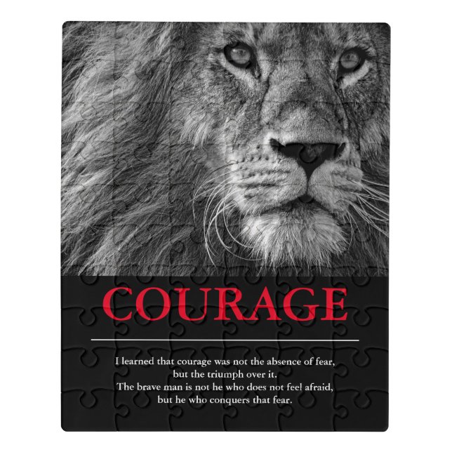 Courage Lion Motivational Inspirational Jigsaw Puzzle (Puzzle Vertical)