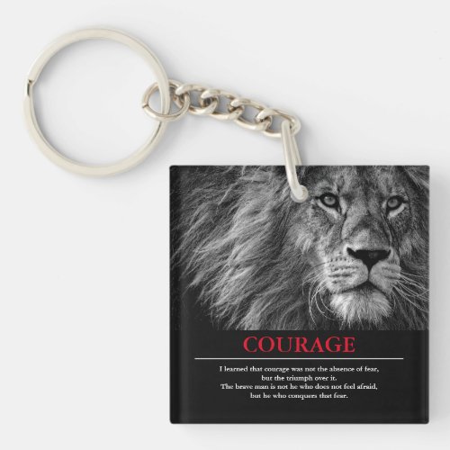Courage Lion Motivational Inspirational Keychain