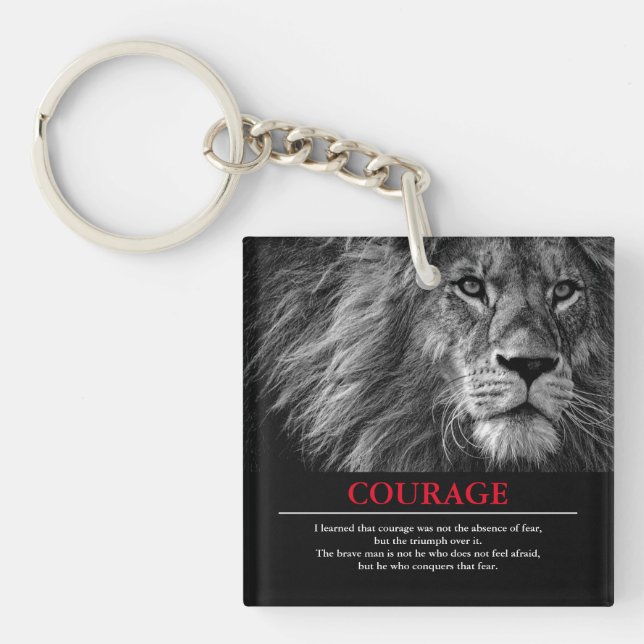 Courage Lion Motivational Inspirational Keychain (Front)