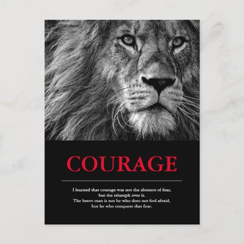 Courage Lion Motivational Inspirational Postcard
