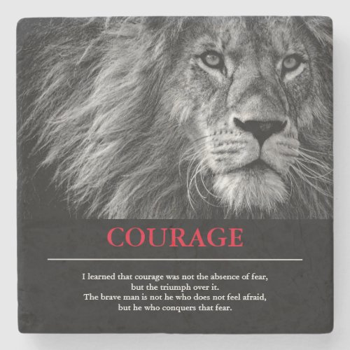 Courage Lion Motivational Inspirational Stone Coaster