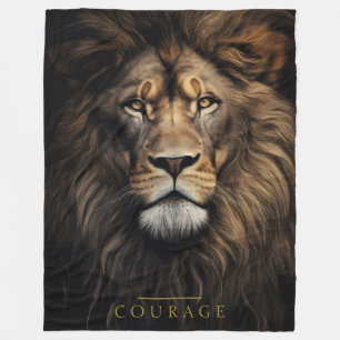 Courage Lion Portrait Fleece Blanket