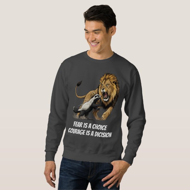 Courage Lion T-Shirt – Fearless Mindset Sweatshirt (Front Full)