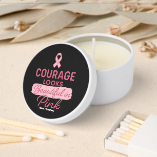 Courage Looks Beautiful in Pink Breast Cancer Mini Candle Favors