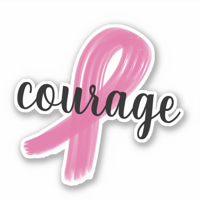 Courage - Pink Ribbon Cancer Awareness sticker (Front)