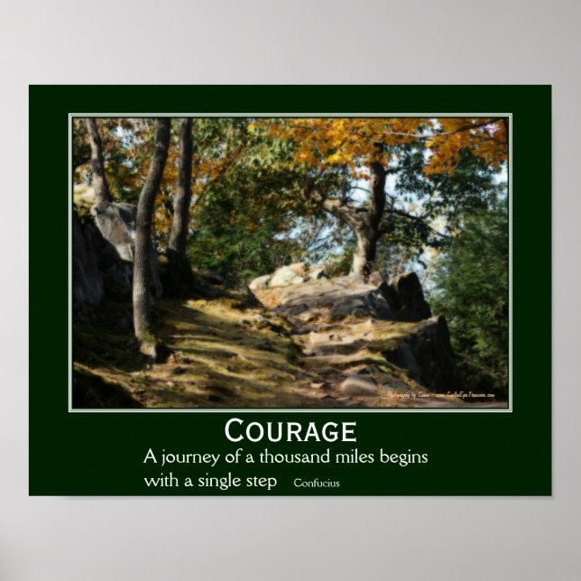 Courage Quote Woodland Path Inspirational Poster (Front)