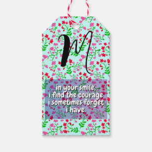 Courage Sister Quotes & Monogram Floral Friend Gift Tags