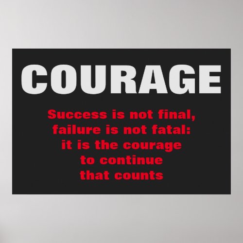 Courage Success Motivational Bold Text Modern Poster