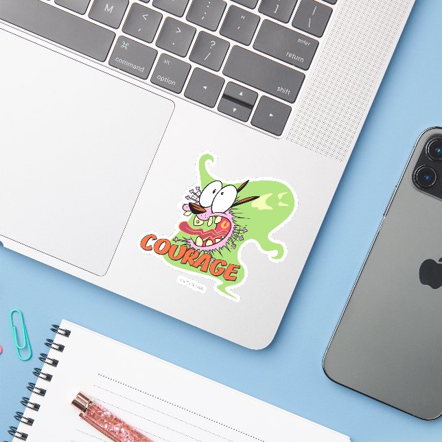 Courage the Cowardly Dog | Ghost Graphic Sticker (Laptop w/ iPhone)