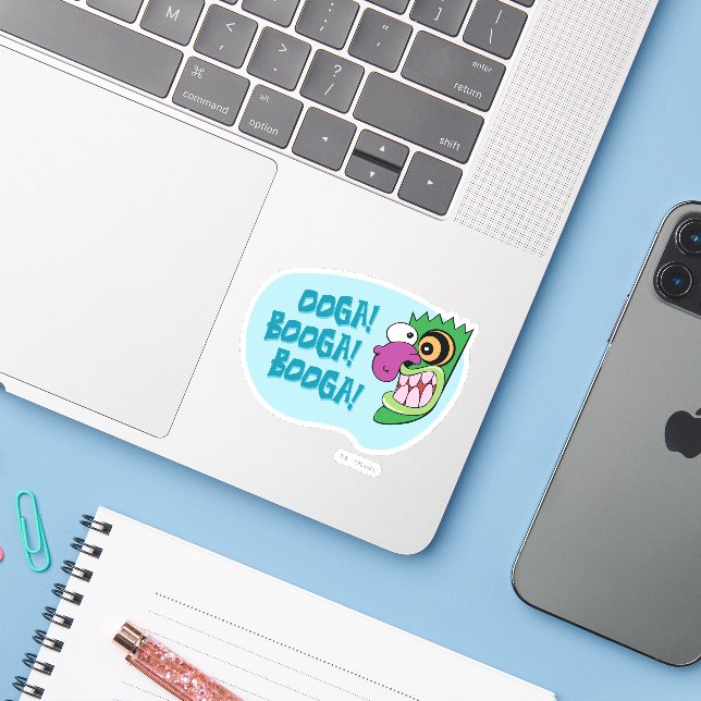Courage the Cowardly Dog | Ooga Booga Booga! Sticker (Laptop w/ iPhone)