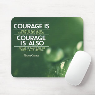 "Courage" Winston Churchill Inspirational Quote Mouse Pad