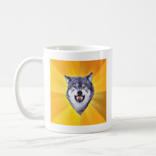 Courage Wolf Advice Animal Meme Coffee Mug (Left)