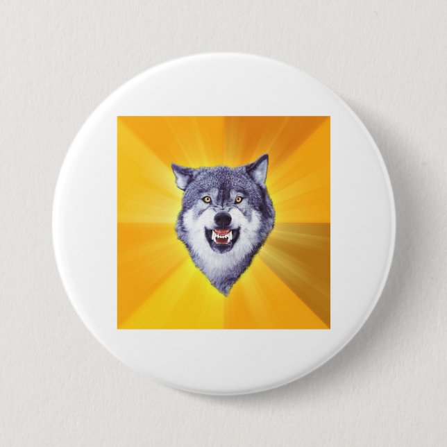 Courage Wolf Pinback Button (Front)