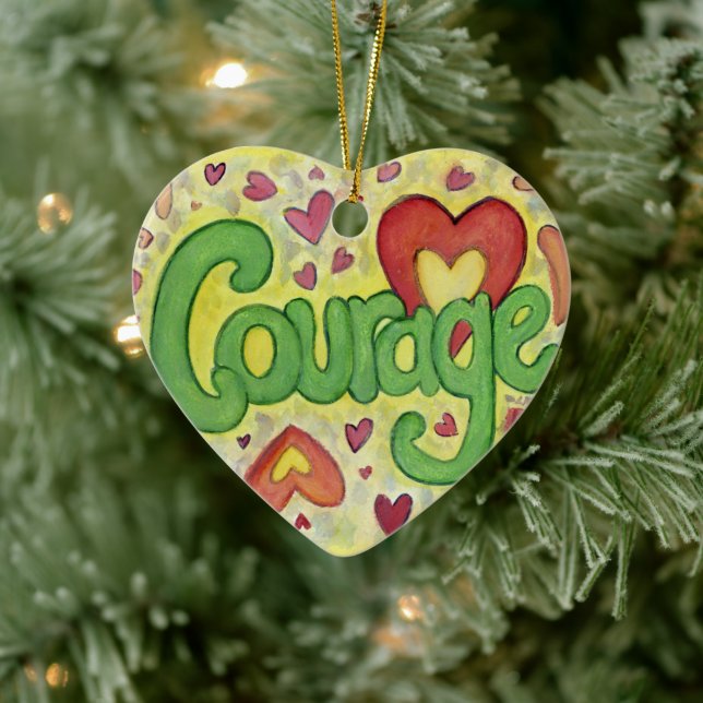 Courage Word Art Custom Holiday Gift Ornaments (Tree)