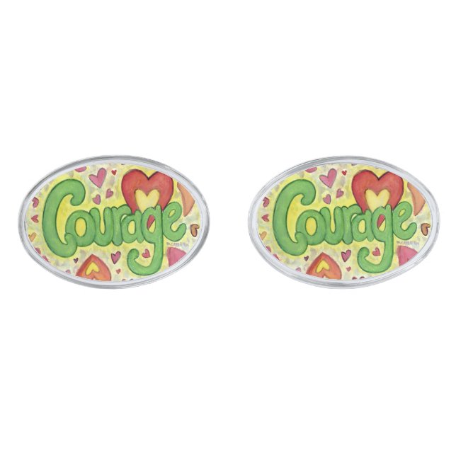 Courage Word Art Inspirational Jewelry Cufflinks (Front)