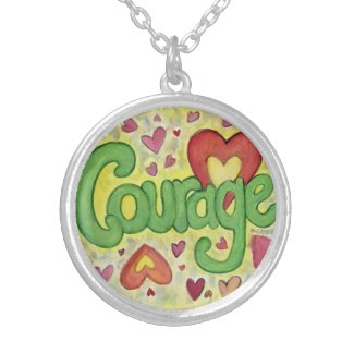 Courage Word Art Jewelry Pendant Charm Necklace