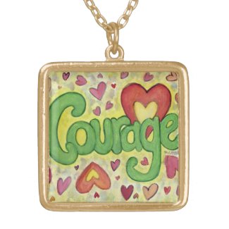Courage Word Art Jewelry Pendant Charm Necklaces