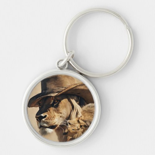 Courageous Companion Cowboy Lion Keychain