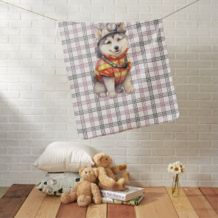 Courageous Firefighter Siberian Husky Dog Honoring Baby Blanket