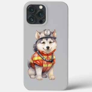 Courageous Firefighter Siberian Husky Dog Honoring iPhone 13 Pro Max Case