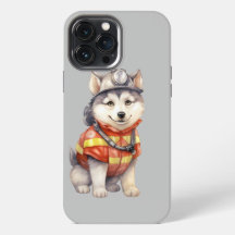 Courageous Firefighter Siberian Husky Dog Honoring