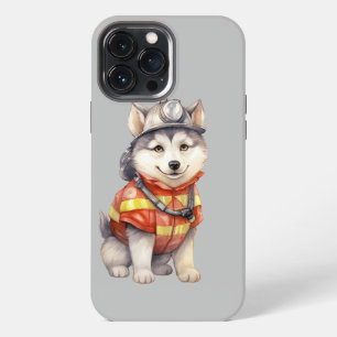 Courageous Firefighter Siberian Husky Dog Honoring iPhone 13 Pro Max Case