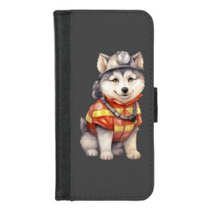 Courageous Firefighter Siberian Husky Dog Honoring iPhone 8/7 Wallet Case