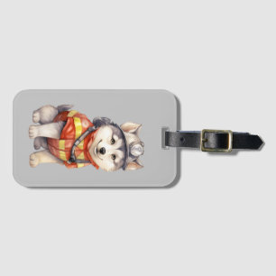 Courageous Firefighter Siberian Husky Dog Honoring Luggage Tag