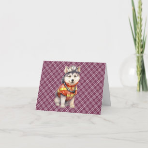 Courageous Firefighter Siberian Husky Dog Honoring Thank You Card