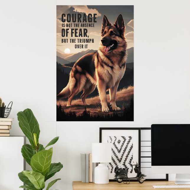 Courageous German Shepherd at Sunset Poster (Home Office)
