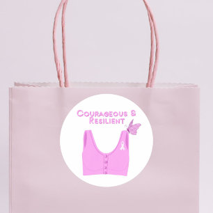 Courageous & Resilient Breast Cancer Bra Classic Round Sticker