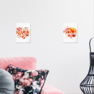 Courageous Watercolor Affirmation Art Wall Art Sets