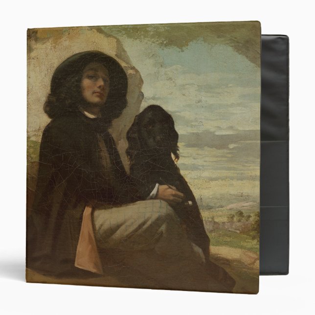 Courbet with his Black Dog, 1842 3 Ring Binder (Front/Inside)