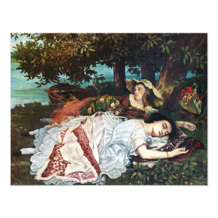 Courbet Young Ladies on the Banks of the Seine Custom Announcement