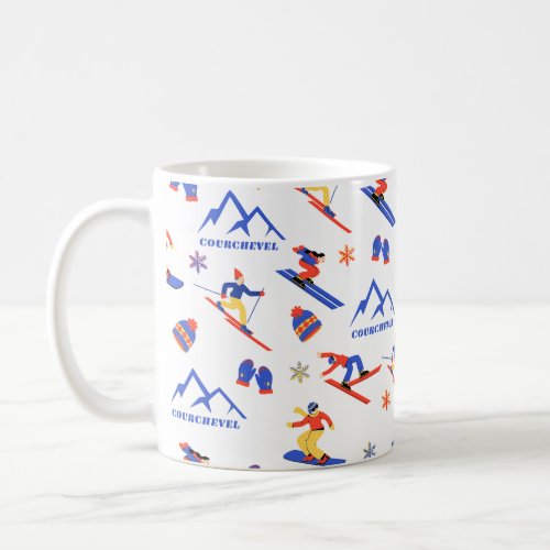 Courchevel France Ski Snowboard Pattern Coffee Mug
