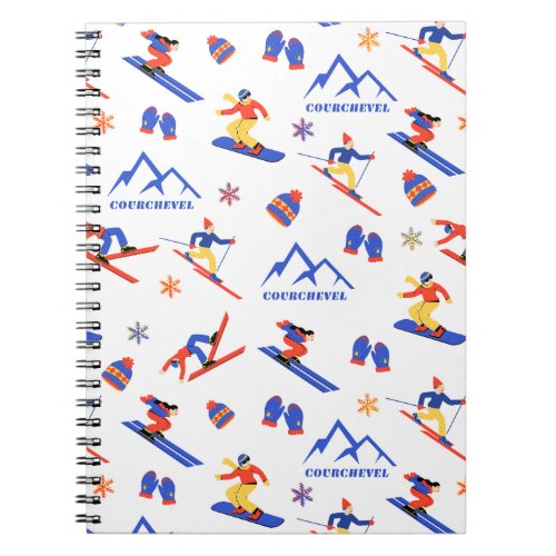 Courchevel France Ski Snowboard Pattern Notebook