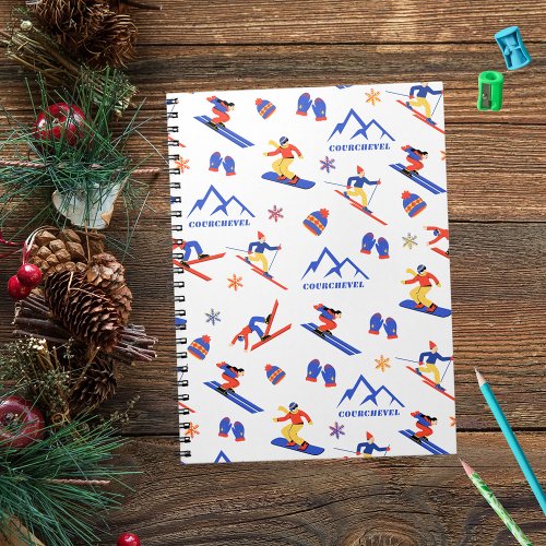 Courchevel France Ski Snowboard Pattern Notebook