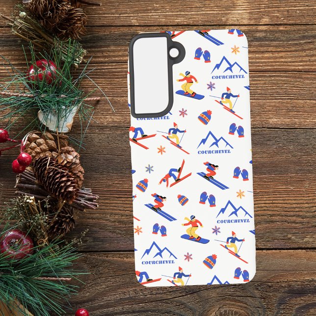 Courchevel France Ski Snowboard Pattern Samsung Galaxy Case (Courchevel France ski snowboard cross-country skiing winter snow vacation samsung phone case)