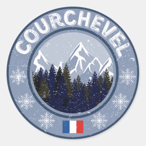 Courchevel Ski Resort Classic Round Sticker