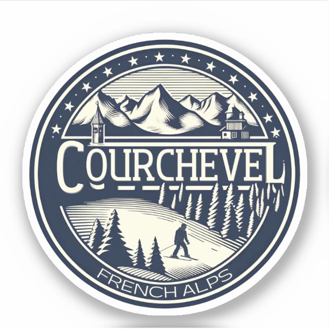 Courchevel ski resort in the french alps gifts  sticker (Front)