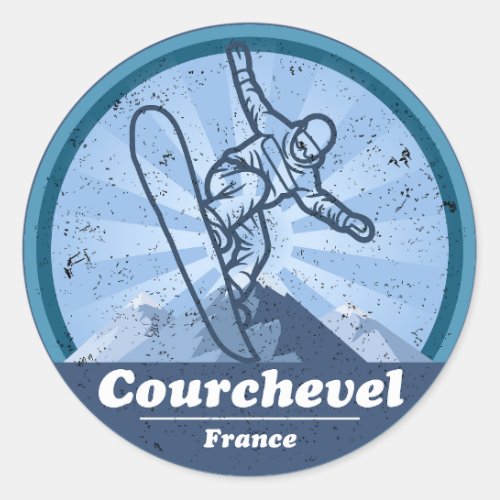 Courchevel Ski Resort _ Snowboard Classic Round Sticker