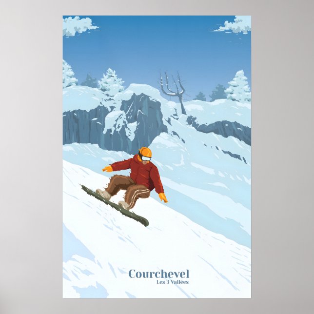Courchevel Snowboarding Travel Poster (Front)
