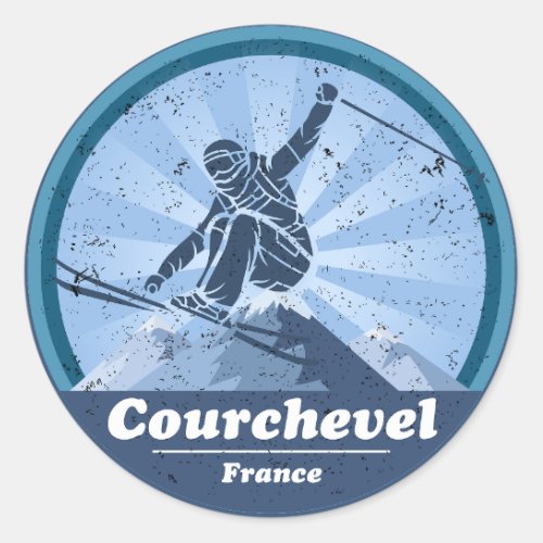 Courchevel Station de ski _ Skieur Classic Round Sticker
