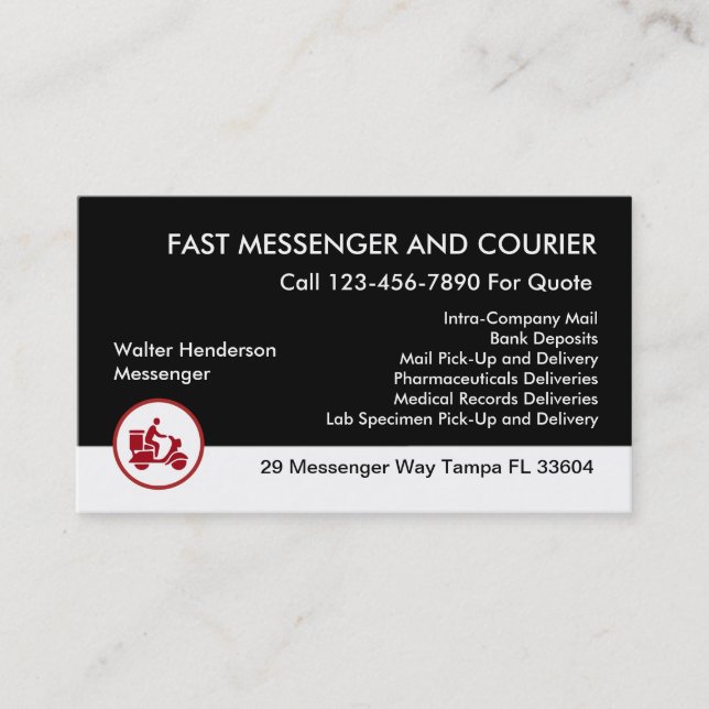 Courier And Delivery Services Business Card (Front)