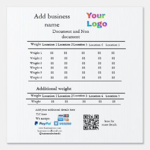 Courier delivery company details add price weight sign