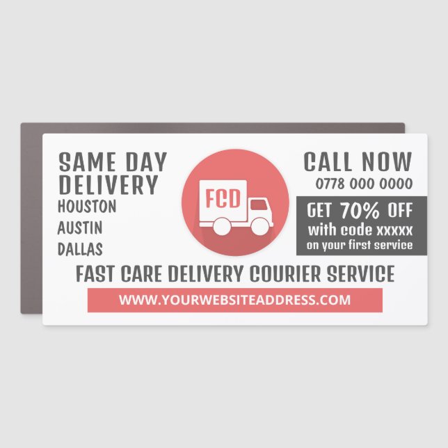 Courier Delivery Logo, Courier Service Advertising Car Magnet (Front)
